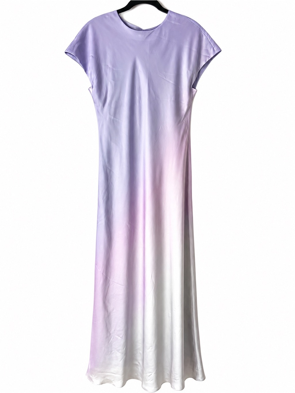 Antonio Melani Lavender Ombré Satin Maxi Dress Side Slit Size 6